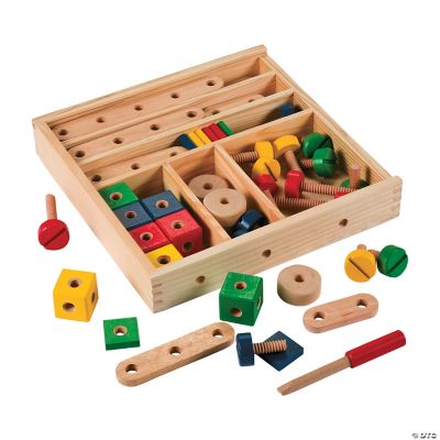melissa & doug wooden construction building set in a box